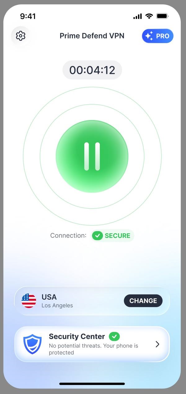 Prime Defend VPN iPhone screen preview